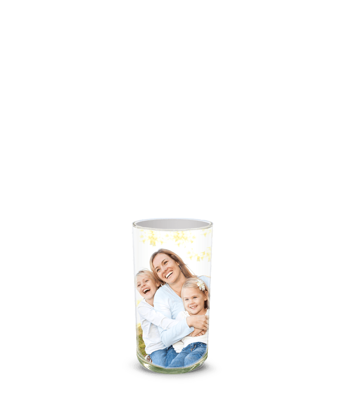 Partial image of Custom Photo Vase without flowers.